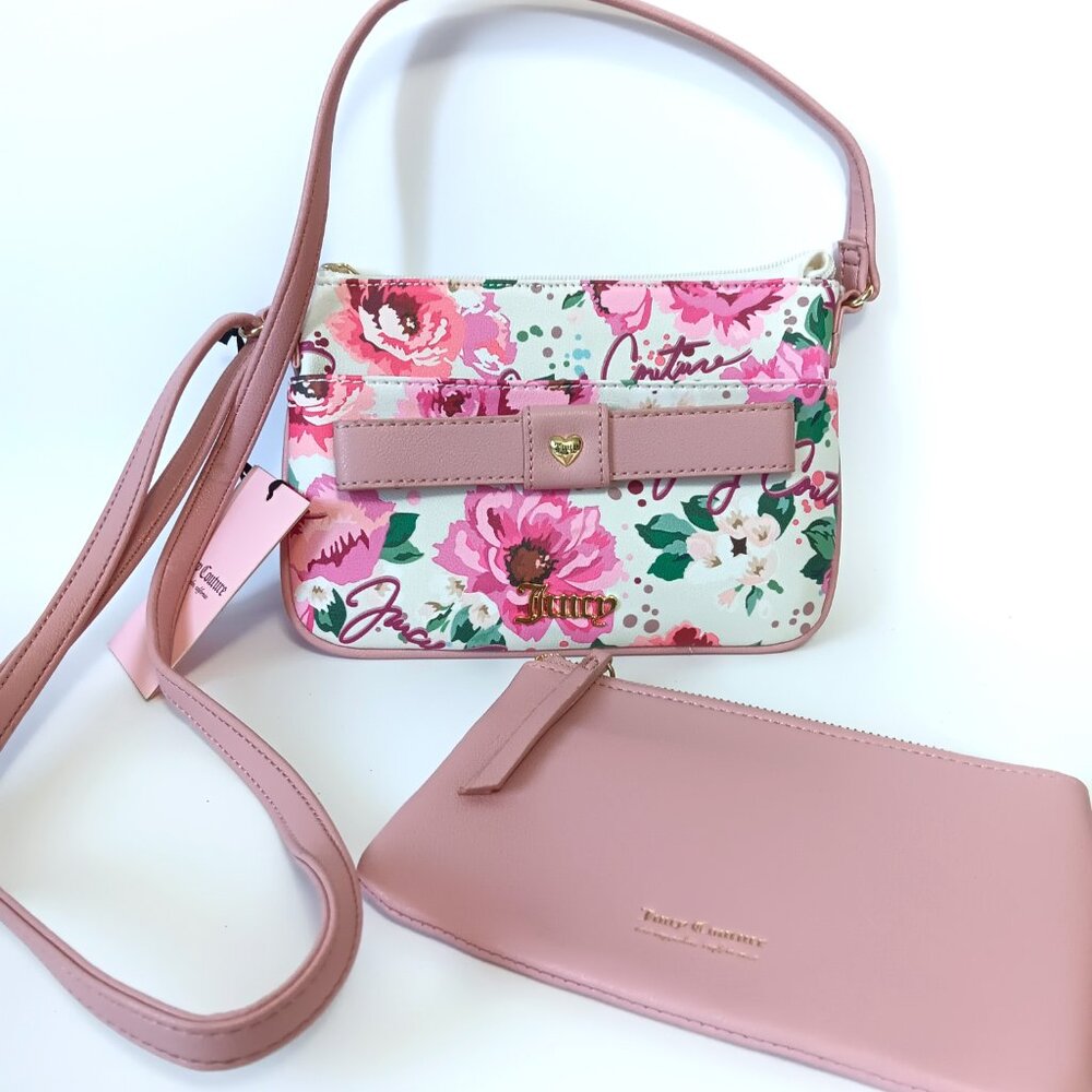 NWT Juicy Couture Peek a Bow Pick UR Petal Crossbody 2 Piece Set - Picture 3 of 8